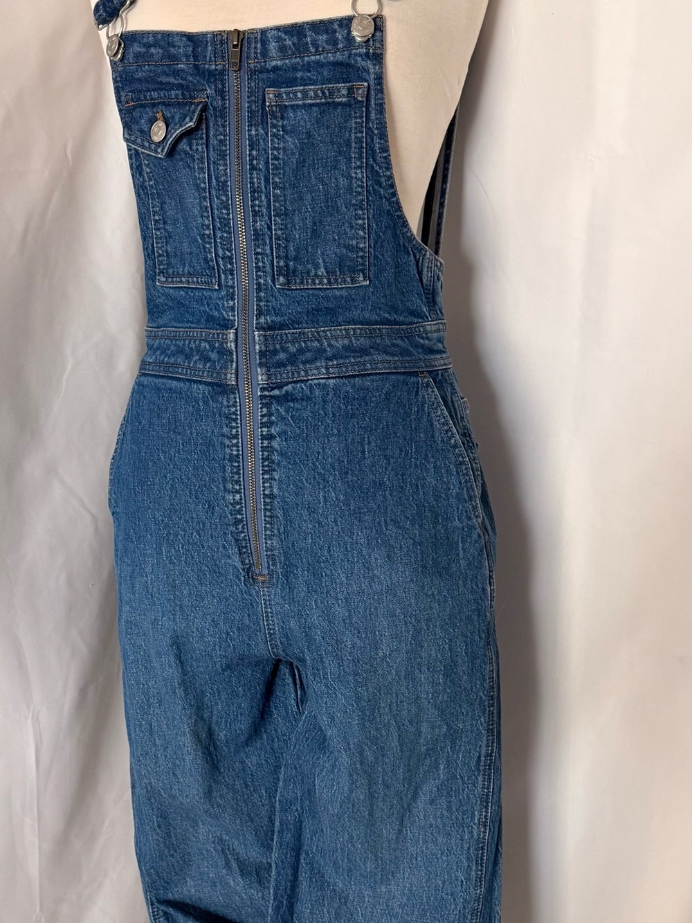Madewell Denim Zip-Front Overalls in Dark Blue